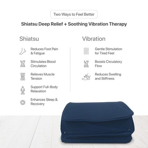 2-in-1 Shiatsu & Vibration Massager Footrest – Ergonomic Under Desk Footrest for Home or Office – Adjustable, Portable & Wireless