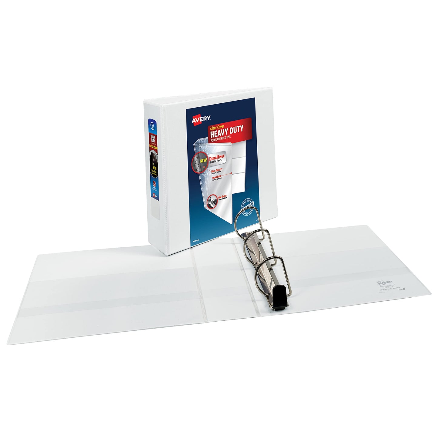 Avery Heavy-Duty View 3 Ring Binder, 3" One Touch Slant Rings, Holds 8.5" x 11" Paper, 1 White Binder (05604)
