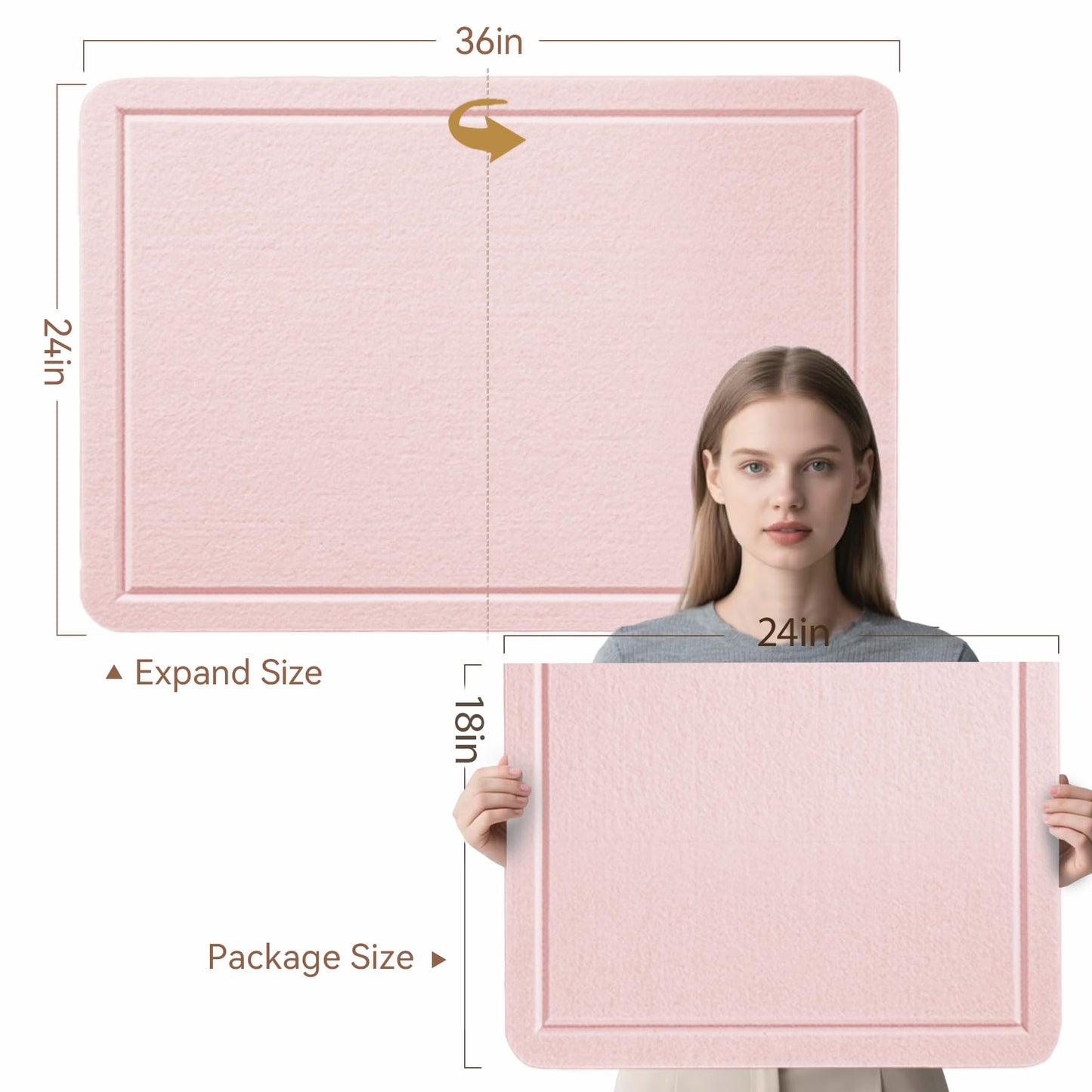 Lightomorrow Bulletin Board, 36 x 24 Inches Cork Board Alternative Decorative Felt Pin Board with Safe Removable Adhesives & 20 Push Pins for Home Office Classroom Walls-Pale Pink