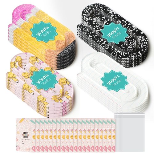 YOPPIX 20 Set Jumbo Teacher Acrylic Paper Clips with 20Pcs Exclusive Back Card, Cute Pencil Paperclip Design for Office Classroom Bookmark Gift Book Lovers, Back to School Supplies