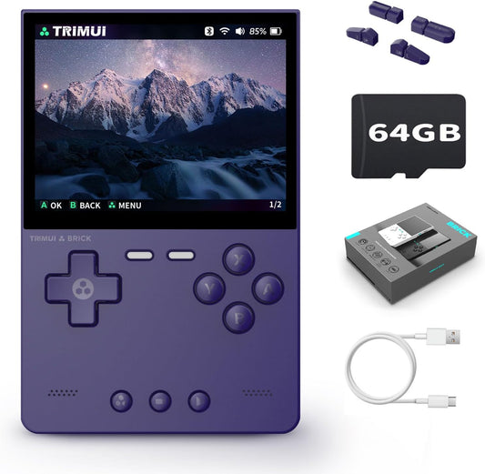 Trimui Retro Game Console - 3.2-Inch IPS Screen, 64G TF Card, 3000mAh Battery | Purple
