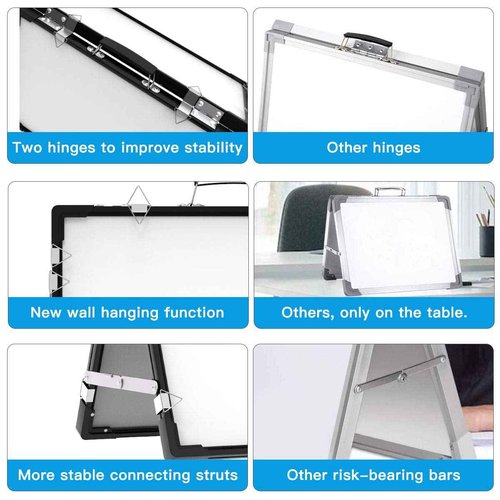 Whiteboard Dry Erase Boards, Portable White Board Double Sided Magnetic Board Stand,Foldable Hanging Wall Desktop Boards Easel for Kids Students Teacher for School Home Kitchen Office 24x18 Inch