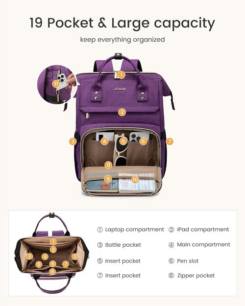 LOVEVOOK Laptop Backpack - Waterproof 17-Inch Travel Bag with Tumbler Holder | Bean Green