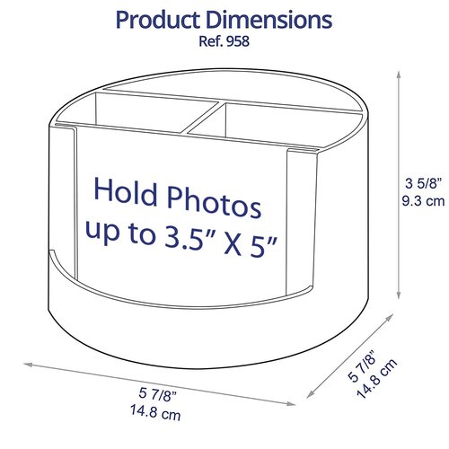 Acrimet Compact Desktop Organizer, 4 Spacious Slots, Round Pencil and Accessories Holder with Photo Slot, Ideal for Office, Art Supplies, Vanity Storage, and Home Organization (Solid Green Plastic)