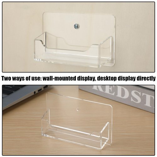Wesiti 12 Pcs Wall Mount Business Card Holder Clear Acrylic Desk Business Card Holder Display Plastic Stand Door Desktop Organizer for Office Home, Wall Mount or Place on Table