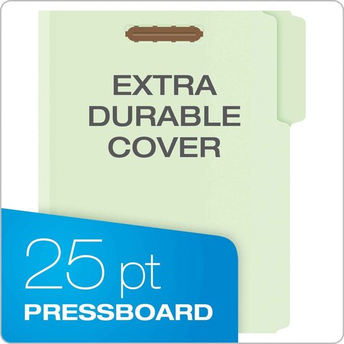 Pendaflex Pressboard Fastener Folders, 2 Fasteners, Letter Size, Light Green, 1" Expansion & Hanging File Folders, Letter Size, Standard Green, 1/5-Cut Adjustable Tabs, 25 Per Box