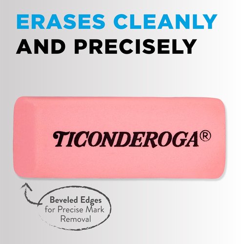 Ticonderoga Wedge Erasers, Pink, 5 Count