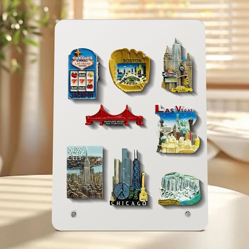 Magnetic Board by [Brand Name] - 11x8 Inch Metal Bulletin Board with 6 Magnets | Ideal for Home, School & Office (White Vertical)