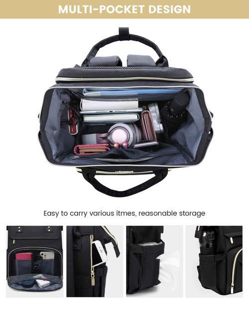 LOVEVOOK 17.3 Inch Laptop Backpack, Large Travel Backpack for Women, Water Resistant Teacher Backpack with Laptop Compartment, Professional Business Work bags with Charger, Black