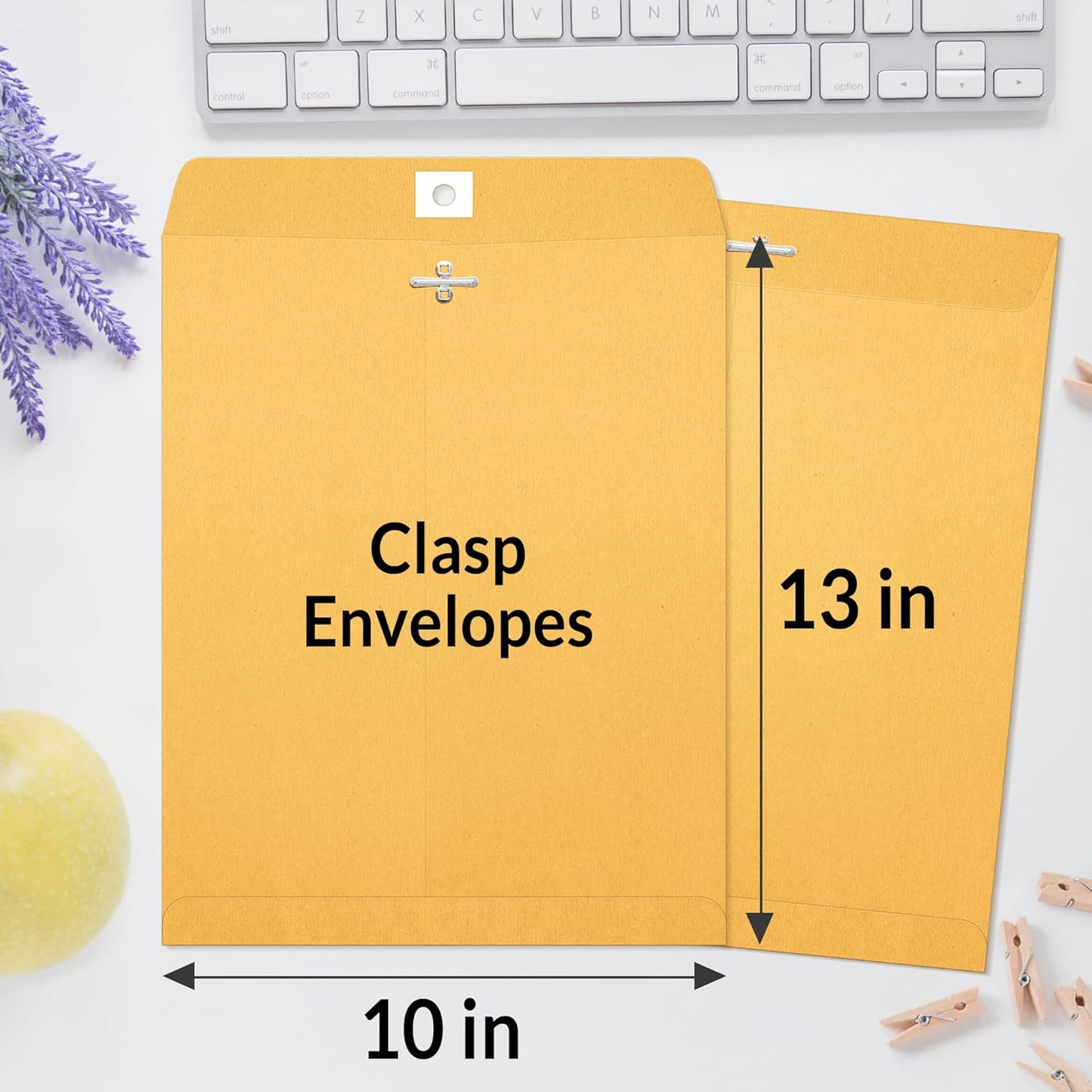 SUNEE Brown Kraft Envelopes - 10"x13" Clasp Closure, 28-lb Paper, 20 Count for Filing & Mailing Documents