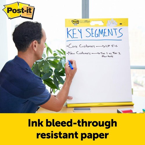 Post-it Super Sticky Easel Pad - 20 x 23 Inches, 20 Sheets, Portable White Flip Chart Paper for Teachers & Students