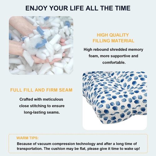 DYTXIII Set of 2 Outdoor High Back Chair Cushions 44"x 22",Water Repellent Rocking Seat Cushions Replacement, Seat/Back Chair Cushions for Patio,Porch,Balcony and Indoor - Brush Blue