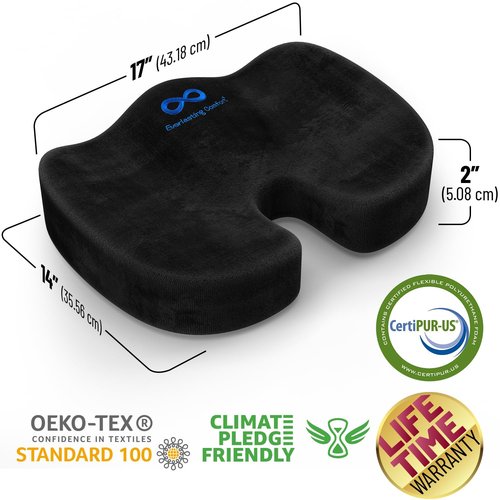 Everlasting Comfort Seat Cushion & Lumbar Support Bundle - Ideal for Desk, Car, Office, Gaming Chairs - Enhance Posture and Relieve Back Pain (Black)