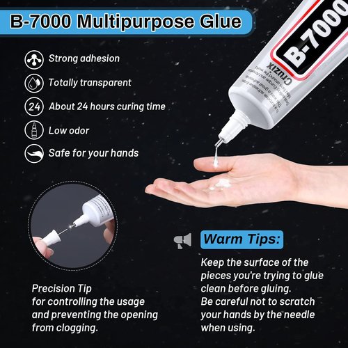B7000 Clear Glue Kit - 4013PCS Rhinestones & 3PCS 25ML Adhesive for Jewelry, Crafts & Nail Art