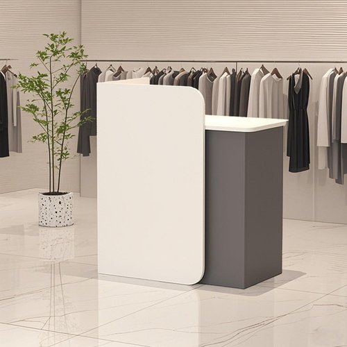 39.4 Inch Front Desk Reception Counter for Small Spaces with LED Light, Front Counter Desk with Lockable Drawer, Modern Retail Counter Checkout for Lobby Salon, Retail Home Office Reception Room