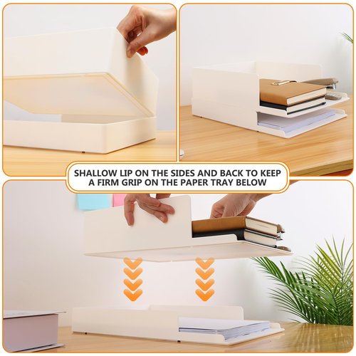 Idealiveny Stackable-File-Organizers for Office Supply Organizers with 2-Tier Paper Letter Tray Plastic File Holder Document Organizers Pen Holder and Drawer Bins for Office Desktop Organizer
