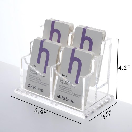 Business Card Holder Vertical Business Card Display for Desk 4 Slot Acrylic Cards Stand for Women and Men (4 Slot Vertical)