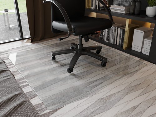 GLSLAND Office Chair Mat, 46" x 55" Premium Tempered Glass Computer Desk Mats Hard Protect Floor, Easy Glide Swivel Chairs Used on Carpet in Home and Office Rectangle Heavy Duty