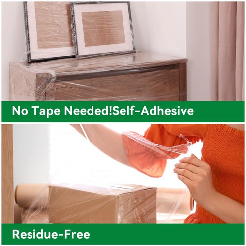 ADAYM 80 Gauge Stretch Wrap Film - 5" x 1200' (12 Rolls) - Heavy Duty Plastic Wrap for Moving, Packing, Shipping & Pallet Stabilization 600% Stretch Self-Adhering Shrink Wraps for Furniture Protection