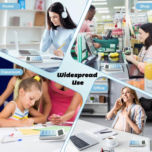 UPIHO Standard Gradient Blue Calculator - 12 Digit Display and Big Buttons, Cute Office and School Accessory