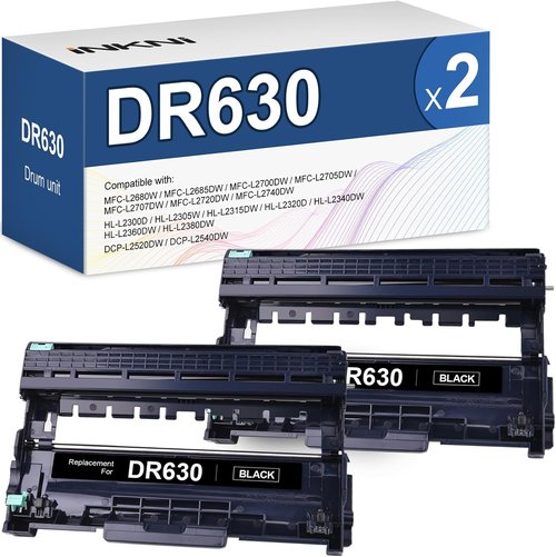 InkNI Compatible Drum Replacement - Black Drum for Brother DR630 | 2-Pack for HL-L2300D, MFC-L2700DW