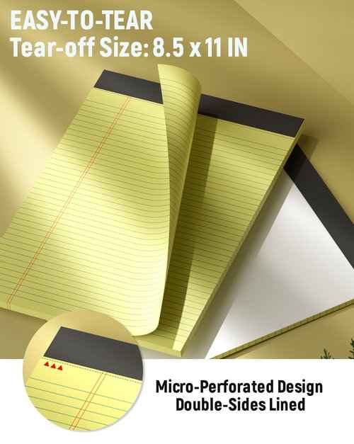 24 Pack Legal Pads 8.5 x 11 College Ruled Writing Pads, 720 Sheets Legal Note Pads 8.5 x 11 Narrow Ruled Lined Paper Pads, Perforated Notepads Notebook Yellow Paper Tablets 30 Sheets Per Notepad