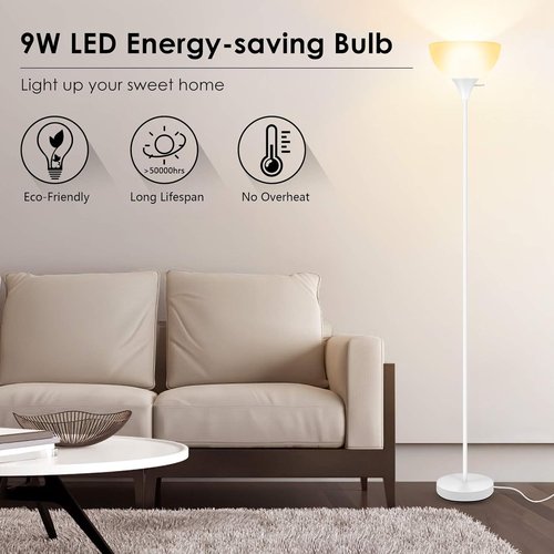 BoostArea LED Floor Lamp - 70.1” Modern Torchiere with Eye-Caring Design for Living Room & Office