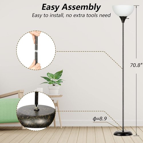 RISLG Floor Lamp - Industrial Metal Design with Drop-Resistant White Lampshade | Perfect for Bedroom & Living Room