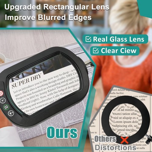 IVMAIE 10X Rectangle Magnifying Glass with Light, 5 Color Modes Stepless Dimmable Magnifier with Stand, LED Lighted Clamp Desk Lamp with Swing Arm, Hands Free for Reading Painting Crafts Close Work