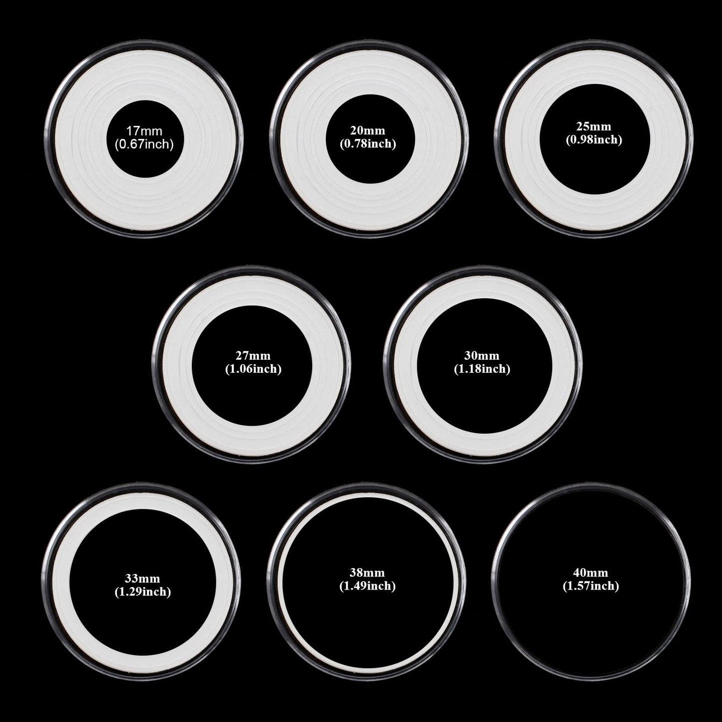 Utron 60P Clear Plastic Coin Capsules, Dollar Coin Holder, 40mm Silver Coin Storage for Collectors, Morgan Silver Dollar Coin Holders with Adjustable Gasket (17/20/25/27/30/33/38/40mm)