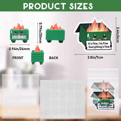 CroBlissful 30 Set Dumpster Desk Accessories for Back to School Gifts, Thank You Mini Emotional Support Resin Dumpster Ornament Appreciation Gift with Cards for Employee Coworkers Team (Cute)