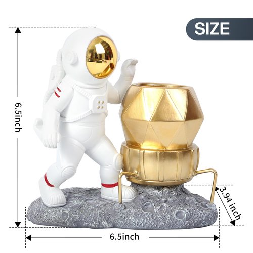 UREYMX Astronaut Pen Pencil Holder with Phone Stand Resin Spaceman Pencil Holder Desk Pen Holder Organizer Decorative Accessories Suitable Office Classroom Home Creative Gifts for Adults and Kids