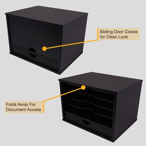 Victor Wood Midnight Black Collection, 4-Shelf Desktop Organizer, Black, (4720-5)