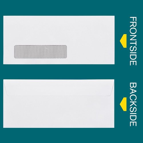 Skiennix #10 Window Envelopes - Self-Seal Security Tinted for QuickBooks Invoices | 80-Pack, 4-1/8 x 9-1/2 Inch