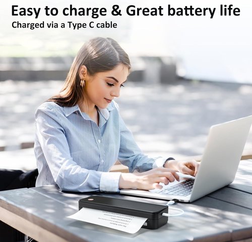 Gloryang PD-A4 Printer - Complete Set with 7 Rolls of Paper & Convenient Carry Case