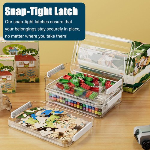 2 Pack 5.5qt 9 x 13 Clear Plastic Storage Box with Snap-Tight Latch, Stackable Organizer Container for A4 Files, Photos, Documents, Scrapbook, Crafts, and Art Supplies,Clear Storage Box With Lids