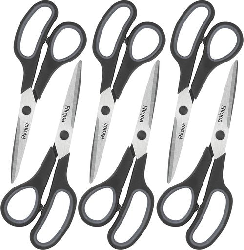Rkqoa 8" All-Purpose Scissors Set - High-Performance Stainless Steel Shears with Comfort Grip | Right/Left-Handed