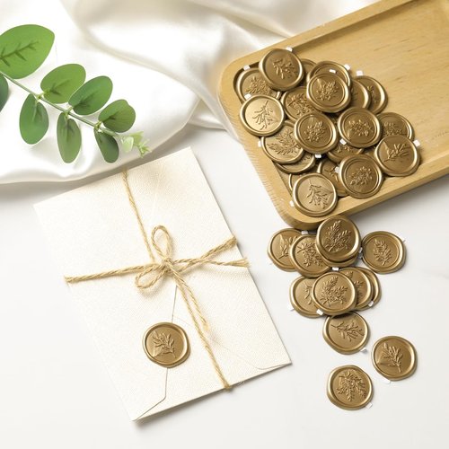Regine Switzerland Wax Seal Stickers - Vintage Wedding Invitation Accessories | 60 Pcs in Gold, 3 Designs