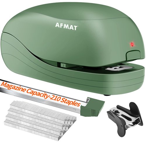 Electric Stapler for Desk, Automatic Stapler Desktop, Office Staplers Electric, AC or Battery Powered Staplers Heavy Duty Office Use, with Reload Reminder & Release Button, 25 Sheets Capacity, Green