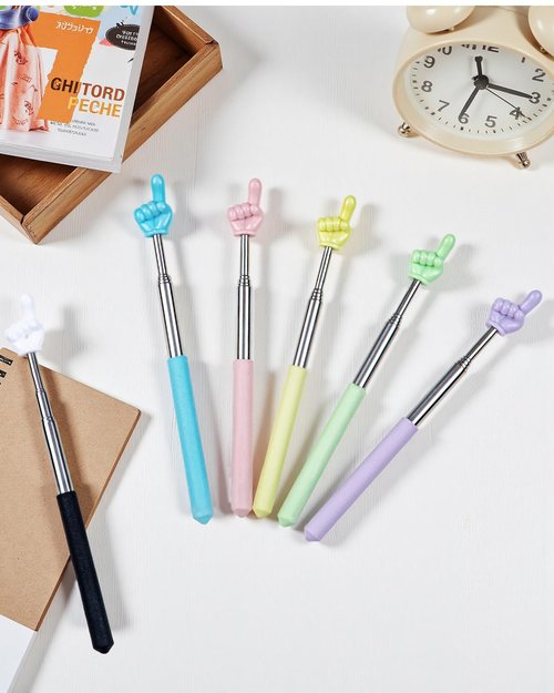 NOKOGMT 6PCS Finger Pointer Stick for Classroom – Extendable Teacher Pointer Stick and Pointer Finger Tool – Colorful Hand Pointer Stick for Presentations–Telescopic Pointer Stick–Classroom Essentials