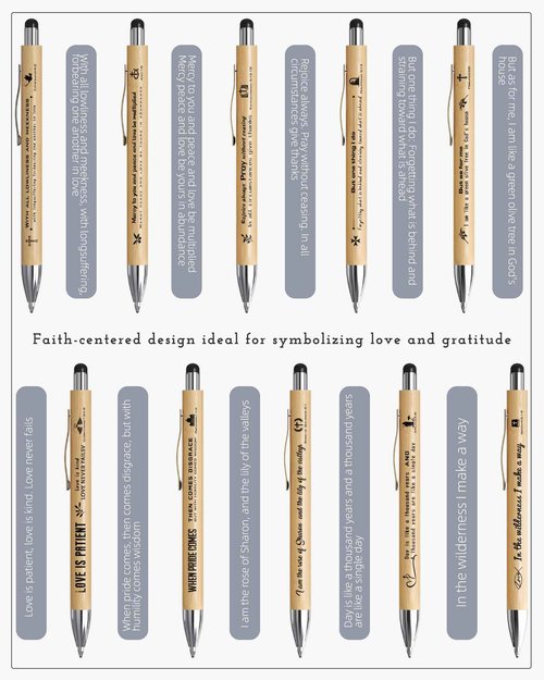 Ctsotmybs Christian Inspirational Pens With Bible Verse Stylus Ballpoint Pens Black Ink Bulk Motivational Christian Gifts for Women Men Bible Study Supplies for The Office Gifts 50 Count