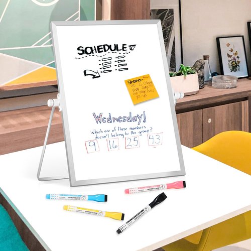 AMUSIGHT Dry Erase Magnetic White Board, 16" x 12" Double-Sided Desktop Whiteboard with Stand, Portable Small Whiteboard Set for Drawing, Office, Home, School