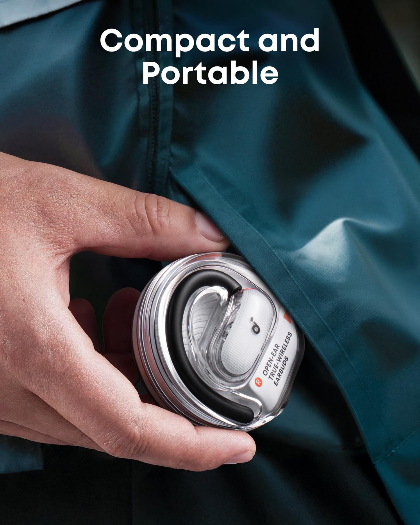 Soundcore V40i by Anker, Open-Ear Headphones, Clear Design, Lidless Case, 4 Adjustable Positions for Every Ear Size, Richer Bass, IP55, 21H Playtime, AI Clear Calls, Bluetooth 5.4, App Control