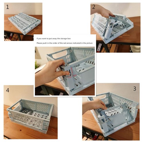 Fairstar Plastic Collapsible Crate Folding Storage Basket For Shelves , Stackable Container Organizing Bins For Storage For Home Office Kitchen Bathroom Grocery (Macaron Mix, M: 9.96*6.5*4.06in(3pcs)
