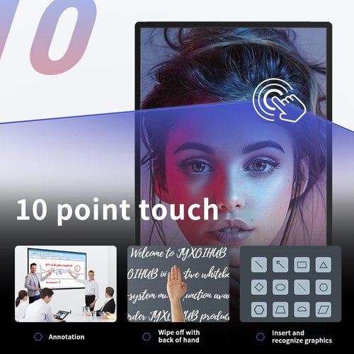 Smart Board, 49" Digital Whiteboard, Electronic Interactive Smartboard for Classroom Office Home, Screen Mirroring from Android & iOS for Presention Annotation Live Streaming (Board Only)