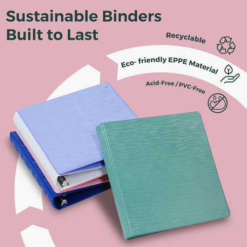 POPRUN 1-Inch 3-Ring Binder - Extra Durable PVC-Free Organizer Holds 225 Sheets | White