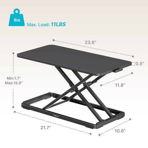 PEGZONE Keyboard and Mouse Riser, 24" x 12" Ergonomic Keyboard Riser, Height Adjustable keyboard stand for desktop, Standing Keyboard Tray, Black