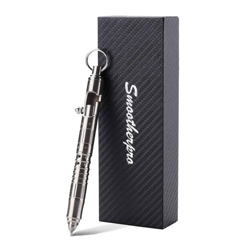 SMOOTHERPRO Tactical Bolt-Action Pen Titanium Compatible with Parker Refill Hollow Design Retractable Outdoor Business Office Writing Color Natural(HTP01)