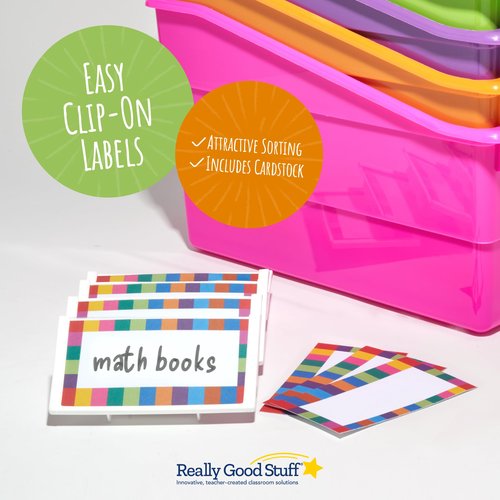 Really Good Stuff Durable Book and Binder Holder - 5pack, Bright Neon Colors, 5 ?? x 12 ?? x 7 ??, Classroom Organization, Storage Solution, Sturdy and Versatile