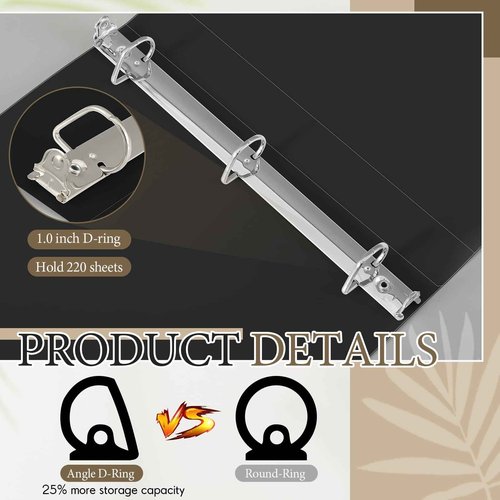 Humyoun 8 Pcs 11 x 17 Inch 3 Ring Binders 1 Inch Rings Heavy Duty View D Ring Binders Economy Holds 11" x 17" Paper for Artwork Blueprints, Office, Home, Work Places(Black)